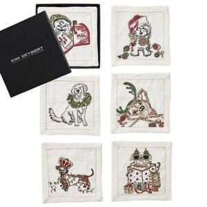 NWT Never Opened, Kim Seybert Christmas Pack 6" Napkins, Set of 6